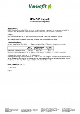 MSM-500-Kapseln 170 g