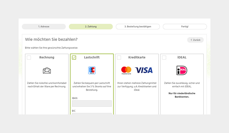 Zahlen Sie per Rechnung oder Lastschrift