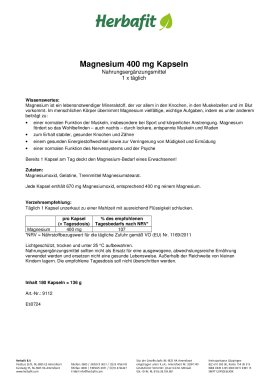 Magnesium 400 mg Kapseln 138 g