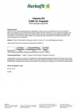 Vitamin-D3-3.000 I.E.-Kapseln 50 g