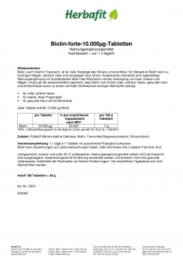 Biotin-forte-10.000µg-Tabletten 180 Tabletten