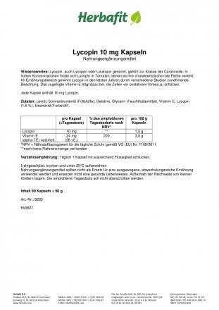Lycopin 10 mg Kapseln 30 g