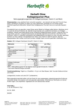 Herbafit Glow Kollagenpulver-Plus 400 g