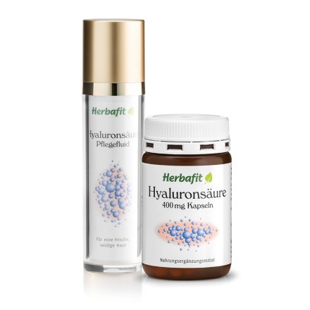 Kombipackung: Hyalurons&auml;ure-400 mg-Kapseln + Hyalurons&auml;ure-Pflegefluid